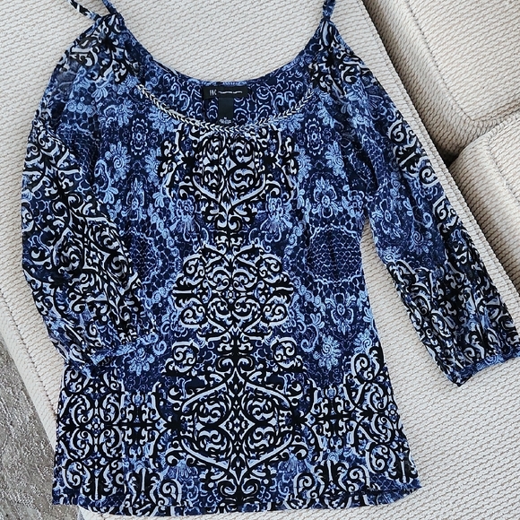 INC International Concepts Tops - INC Medium Open Shoulder Top With 3/4 Sleeves, Like New